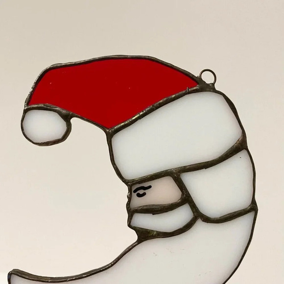 Stained Glass Crescent Moon Santa Claus Sun Catcher 4.25 Inch - Picture 8 of 16